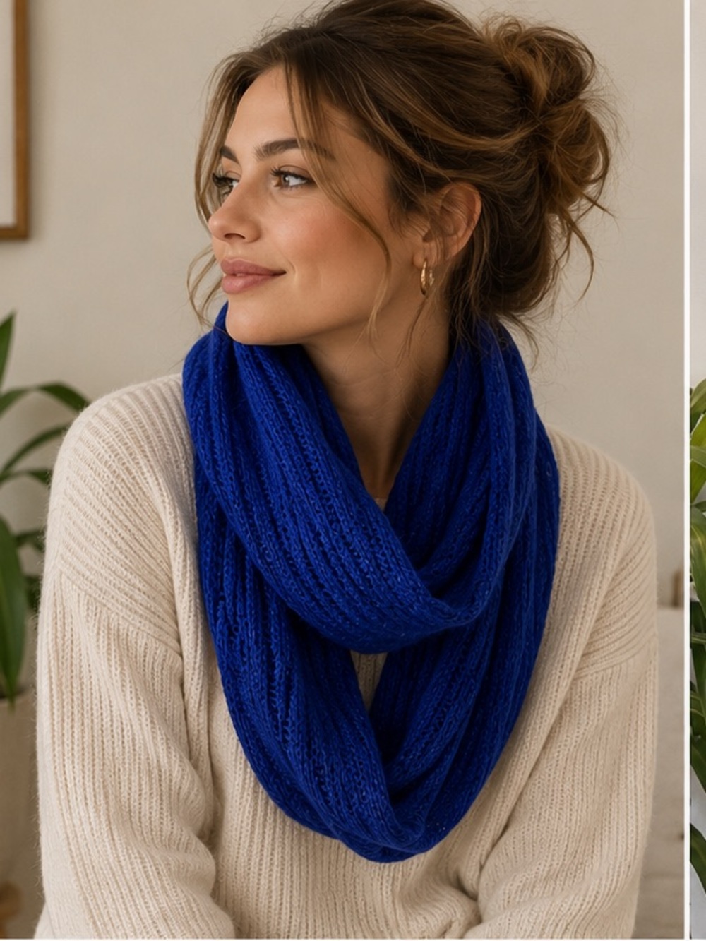 Celeste Royal Blue Knit Infinity Scarf